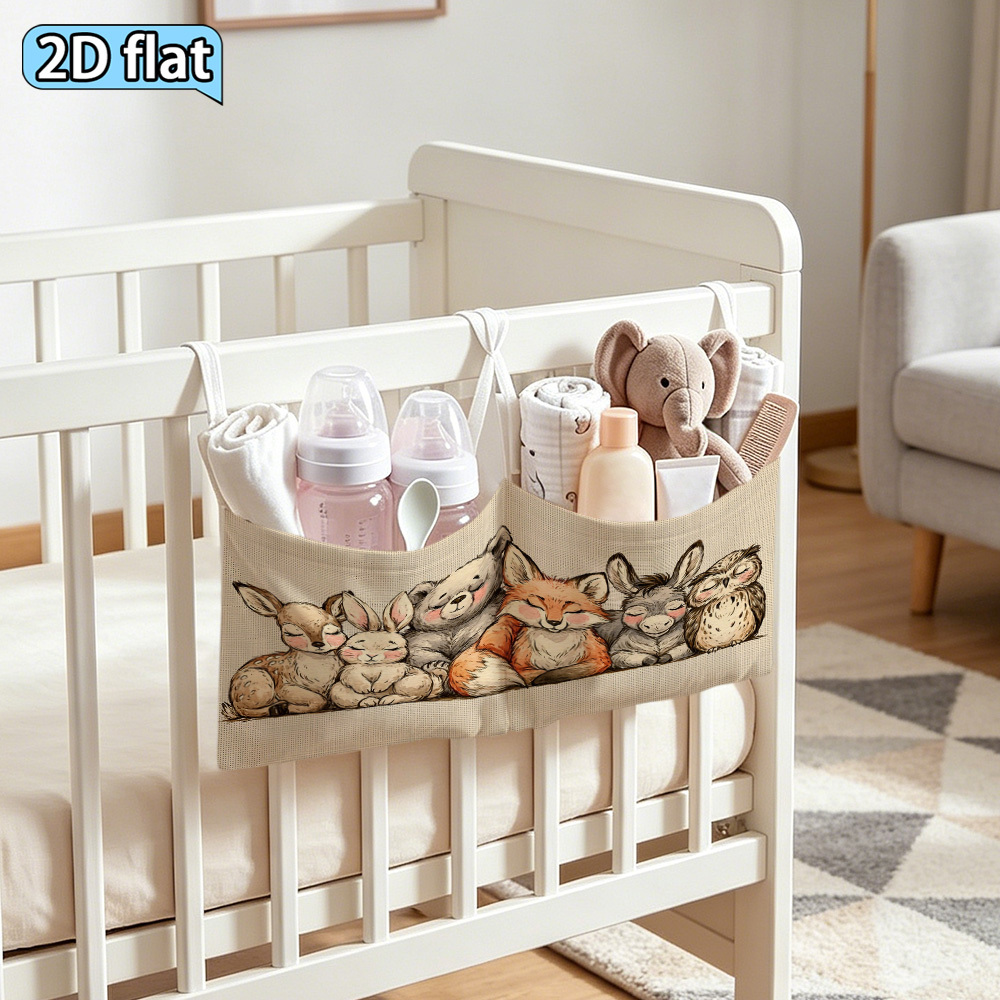 Cute Sleeping Woodland Animals Hanging Diaper Organizer