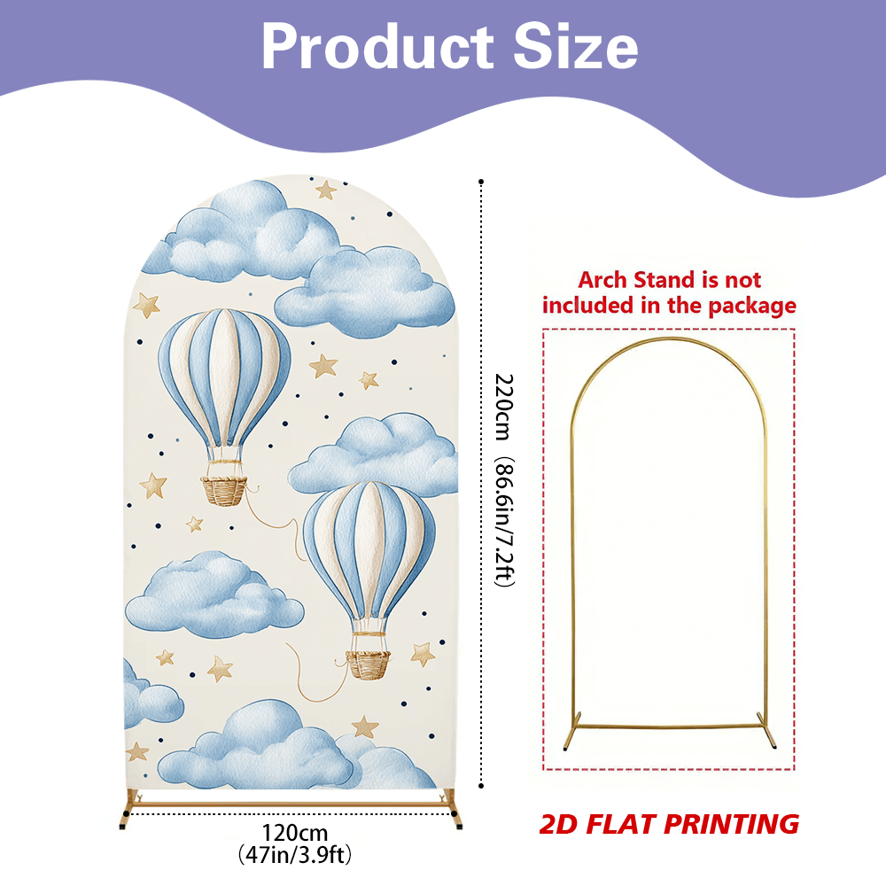 TEMU 2d Flat, 2d Flat - 1pc, 2d Flat Printing Air Balloon Clouds Pattern Arch Backdrop Cover, Ideal For Wedding Venue Decor, Themed Birthday Shoots