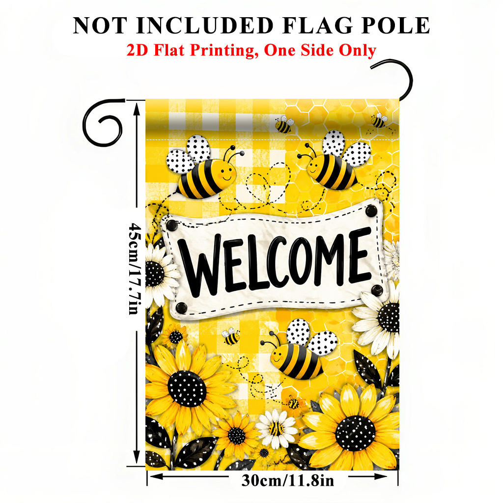 TEMU Drapeau de jardin plat 2D - Drapeau de jardin imprimé recto 2D, panneau de avec , drapeau de jardin en polyester imprimé recto, ornement pour