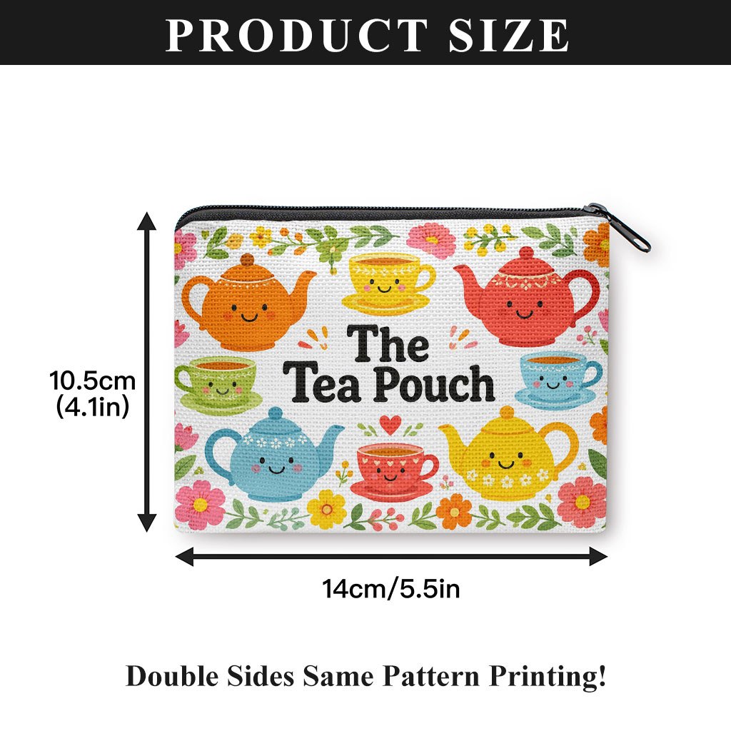TEMU Tea Pouch Print Coin Purse Wallet - Small Portable Zipper Closure Suitable For Keys, Earphones, & Cards Holder, Lightweight Card Holder With