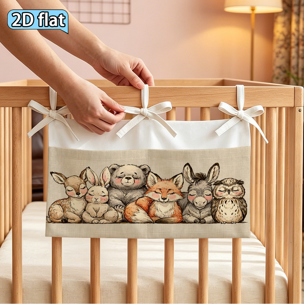 Cute Sleeping Woodland Animals Hanging Diaper Organizer
