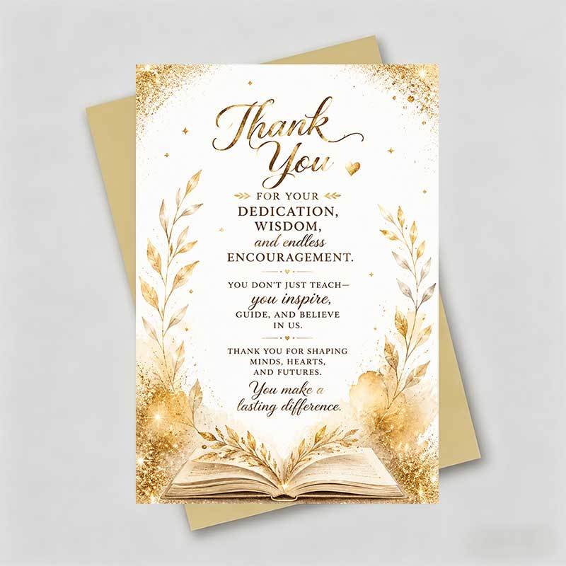 TEMU 1 Greeting Card + 1 Envelope Elegant Teacher Appreciation Greeting Card, And Design "thank You", For , Teacher Day .
