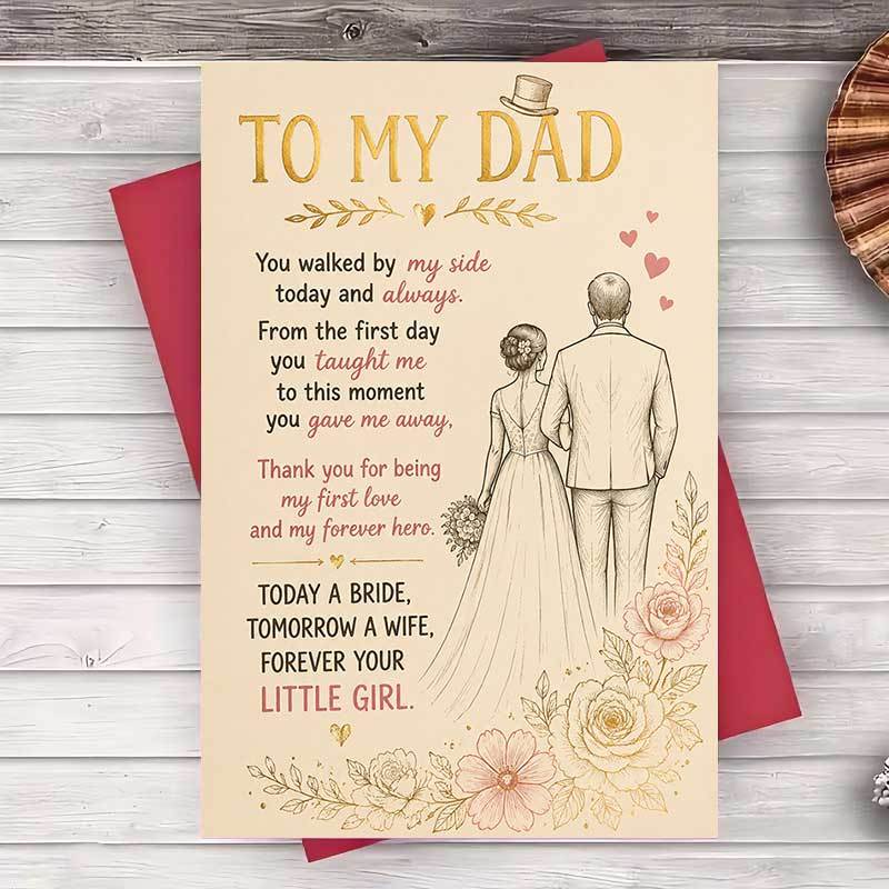 TEMU 1 Envelope And 1 Greeting Card Wedding Greeting Card For Dad From Bride Thank You Message For Wedding Day Celebration And Father Of The Bride
