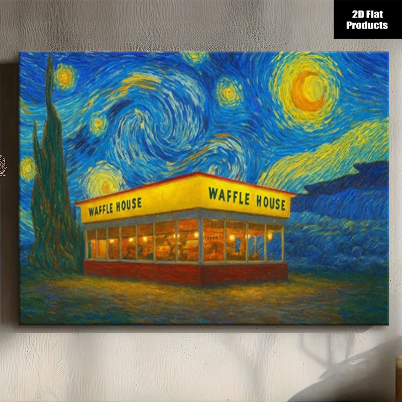TEMU 2d Flat, 1pc Framed Starry Night Wall Art - Modern Minimalist Suitable For Halloween & Christmas Decor, Canvas Frame, / Suitable For Halloween &