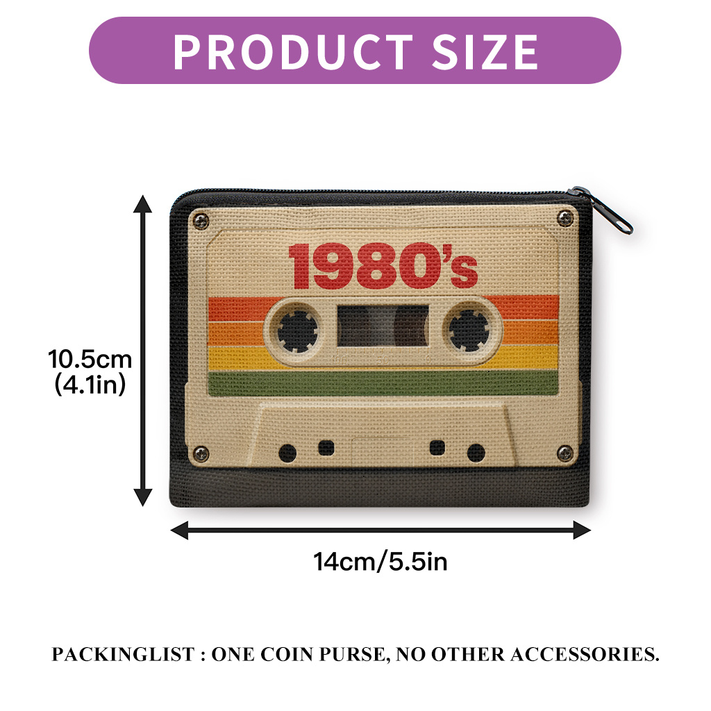 TEMU Coin Purse 1pc, Cassette Tape Vintage Design Double Sides Printed Coin Purse, Earphone Lipstick Small Items Storage Bag, Multi-use Clutch Bag,