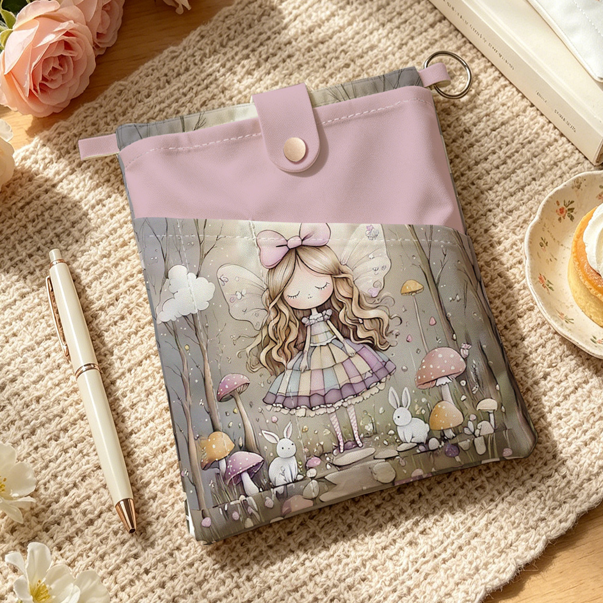 TEMU 1 pièce Housse de livre forêt rose avec étui de rangement à couvercle supérieur, convient pour livres A5, cahiers et porte-stylos, pour étagère