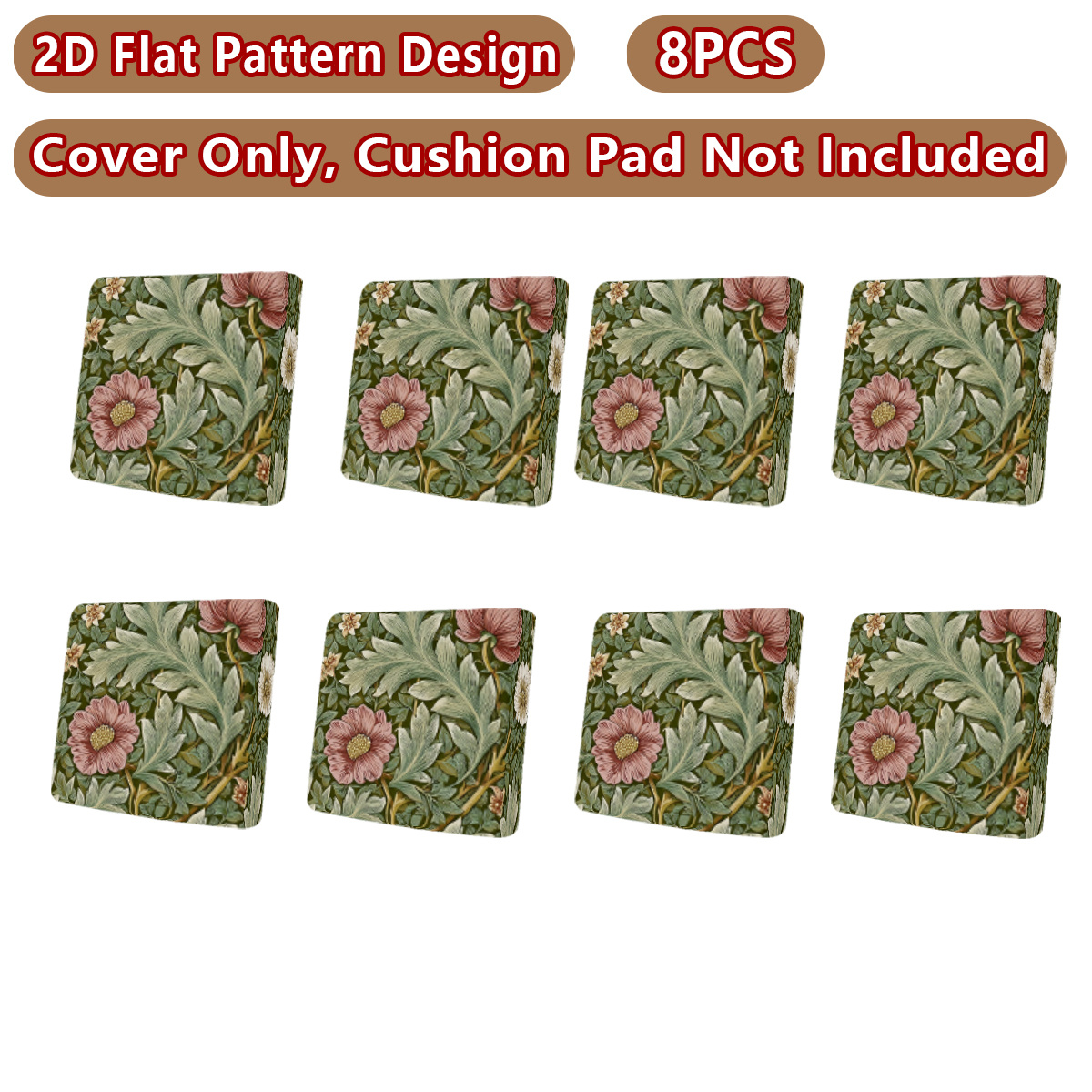 TEMU 2d Flat Floral And Leaf Pattern, Outdoor Sofa Cover ( Not Included), Elastic Sofa Cushion Cover, Sofa Cover Replacement Part, Chair Cushion