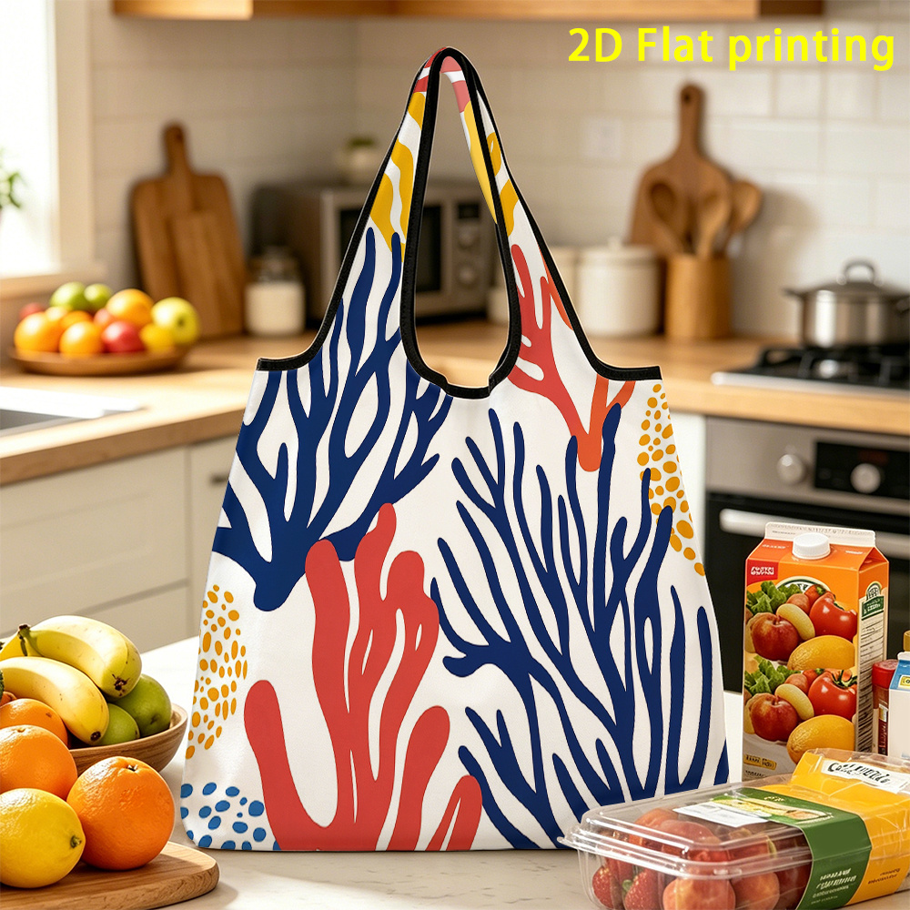 TEMU 1 pièce, Sac de courses pliable réutilisable à motif coloré de grande , adapté pour le rangement, choix parfait pour les articles pendant la