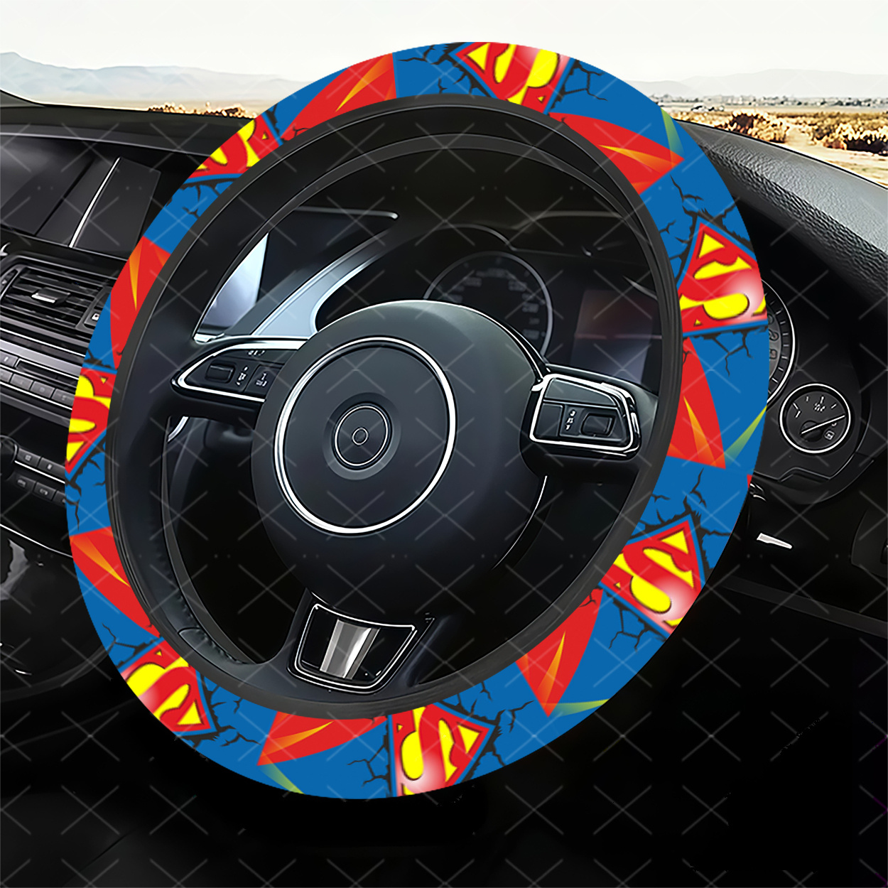 TEMU Wb Superman Steering Wheel Cover - No ,car Interior Decoration, Suitable For Sedans, Suvs, And Trucks, Enhance Driving Pleasure, Best Gift For