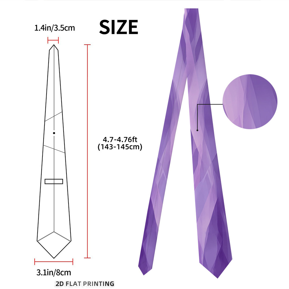 TEMU 1pc Men's Purple Abstract Tie - Soft Machine-washable Suitable For Weddings, Dates, Parties, Graduation Gift, Elegant Formal Accessory With