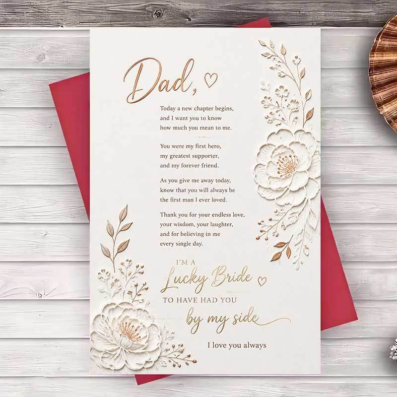 TEMU 1 Envelope And 1 Greeting Card Wedding Day Greeting Card For Dad From Bride Elegant For Father Of The Bride Gift On Wedding Ceremony Greeting