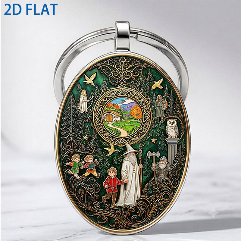 TEMU 2d Flat, (official) 1pc 2d Flat Keychain, Enamel-textured Relief, Featuring Classic Characters And Scenery, Trendy Bag Charm Keyring, Backpack