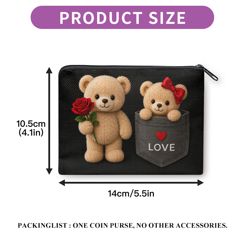 TEMU Portamonete, di peluche con stampata su entrambi i lati, Portaoggetti per piccoli oggetti come auricolari e rossetti, Borsa a tracolla multiuso,