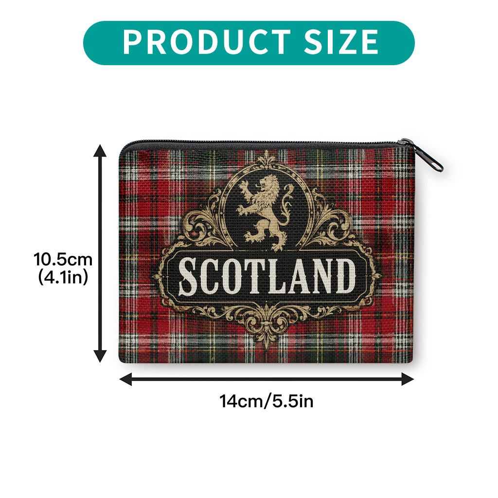 TEMU Coin Purse 1pc, Scotland Design Double-sided Printing Coin Purse, Zipper Closure, Small Portable Key Earphone Storage Bag, Multifunctional Handy