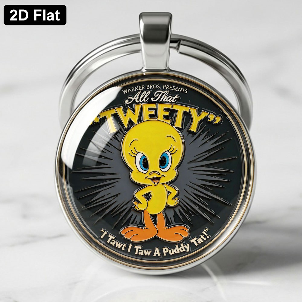 TEMU 【ワーナー・ブラザース公式正規品】2Dキーホルダー、ワーナー・ブラザース レトロ映画＆テレビ、ツイーティー ワーナー・ブラザース キーホルダー、バッグ ウォレット バックパック 車の鍵 ペンダント、ファン向けグッズ、普段使いに