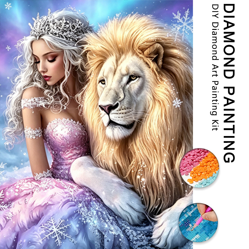 item picture 5d diamond painting kit   and lion art large size for   and beginners ideal for stress relief home decor and festive gifts   in multiple sizes 30x40 40x50 50x70cm