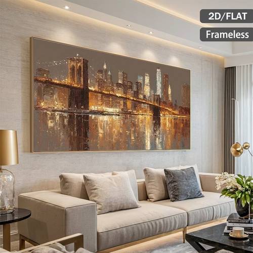 item picture 2d flat 1pc modern abstract night wall art frameless canvas painting suitable for living room minimalist nyc bridge poster print urban slogan decoration for office or apartment 2d flat
