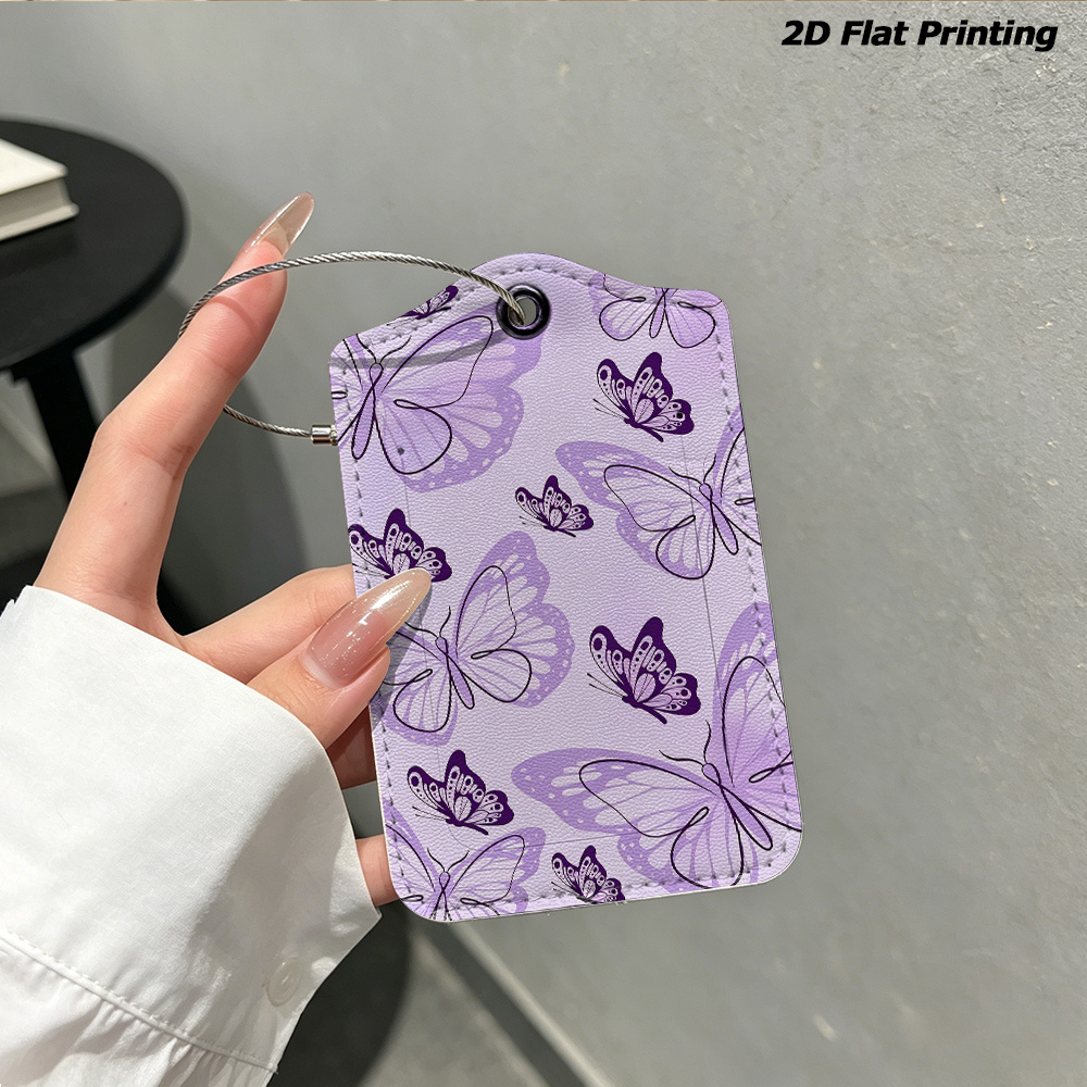 TEMU Purple Dream 2d Flat Printinghigh-security Luggage Tag With Full Privacy Flap To Avoid . Sealed Writing Area And Anti-lost Steel Ring, Safe For