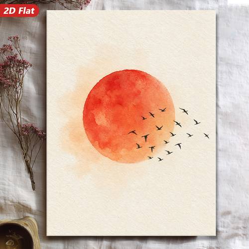 item picture 2d flat 1pc 2d flat wooden framed canvas poster sunset art motif watercolor style home decor suitable for living room bedroom office ideal gift for friends 2d flat