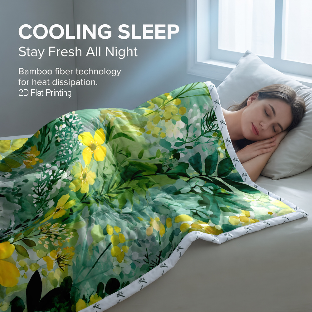 TEMU 1pc Bamboo Reversible Cooling & Warm Summer Comforter - , Cooling Bedding For Bedroom, Lightweight And Breathable With Switchable Temperature