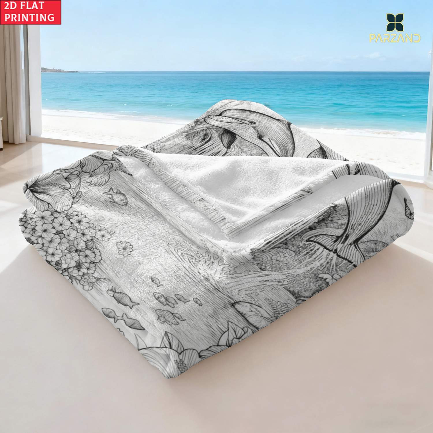 TEMU 2d Flat 1pc In Sketch Waterfall Printed Blanket, Suitable For Camping Outdoors, Sofa, Bedroom, Living Room, Bed, Couch, Chair, Office, Soft And