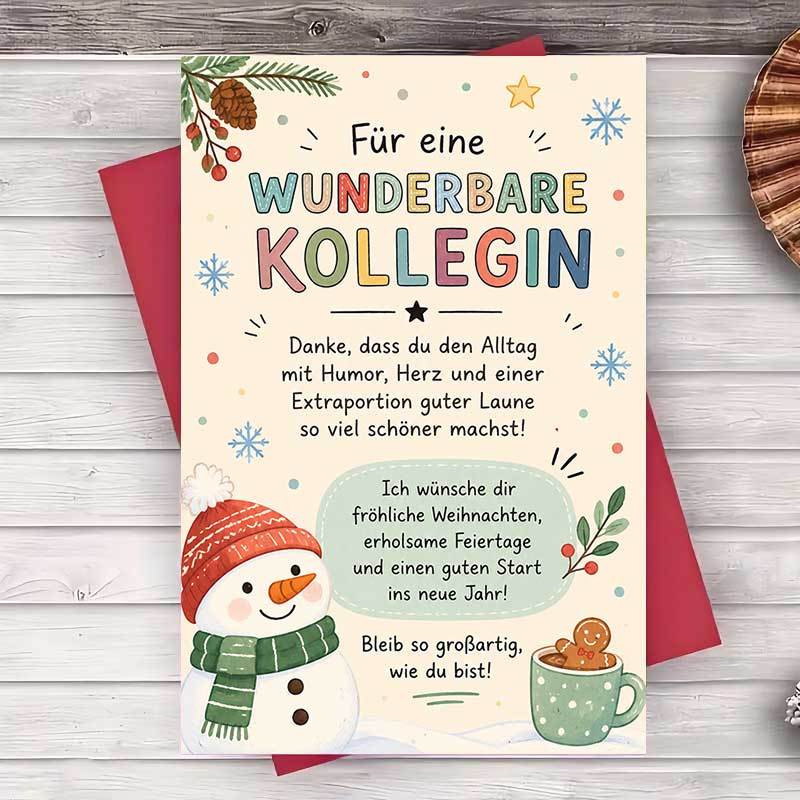 Image of 1 Envelope And 1 Greeting Card Merry Christmas Greeting Card For Female Colleague Appreciation Gift Flat Holiday Note Card For Coworker Office Party And New Year Celebration