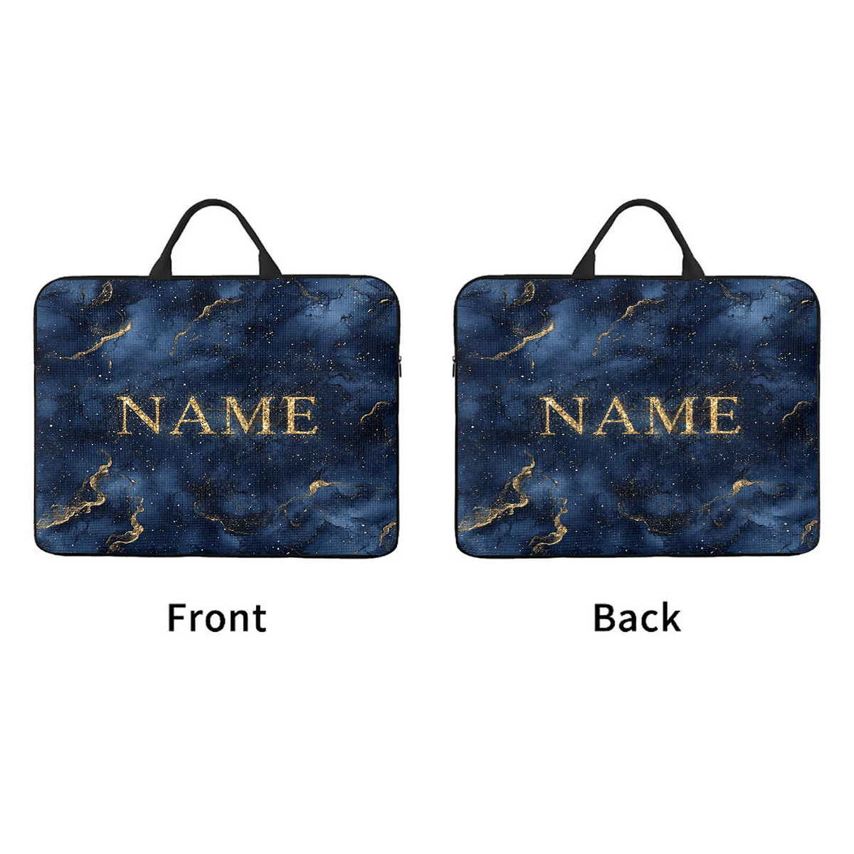 Customized Marble Golden 2D Flat Pattern Laptop Bag with Handle