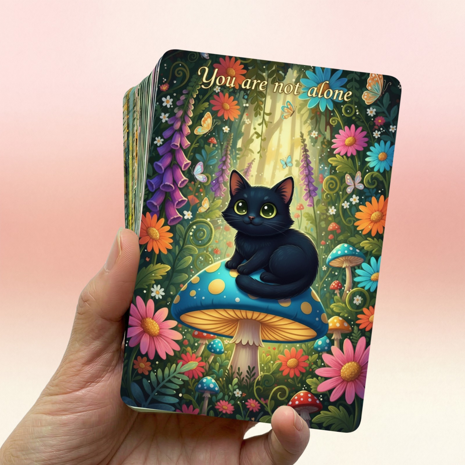 TEMU Warm Ups Day Grab 36pcs Forest Black Cat Themed Inspirational Quote Cards