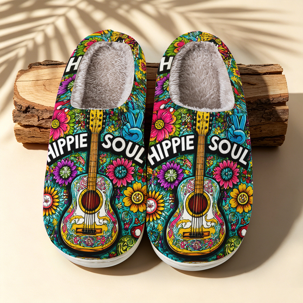 TEMU Guitar Pattern Elegant Easy, Soft And Skin-friendly, Light And Warm , Unisex Family Slippers, Indoor Outdoor Party Essential, Birthday Gift,