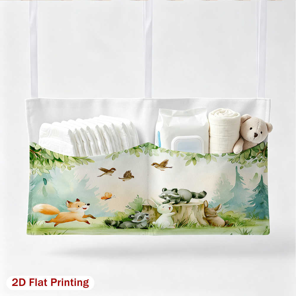 2D Flat Fox and Woodland Animals Graphic Hanging Caddy Bag