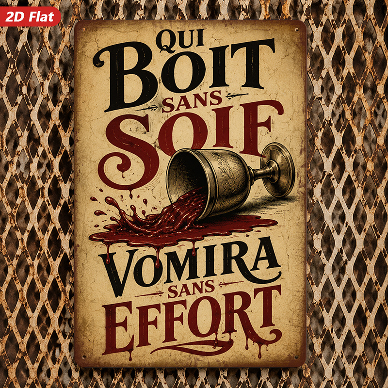 TEMU Art mural plat 2D, 1pc Plaque Métallique, Décoration d'intérieur d'inspiration française vintage, Œuvre d'art sur le thème du vin avec français,
