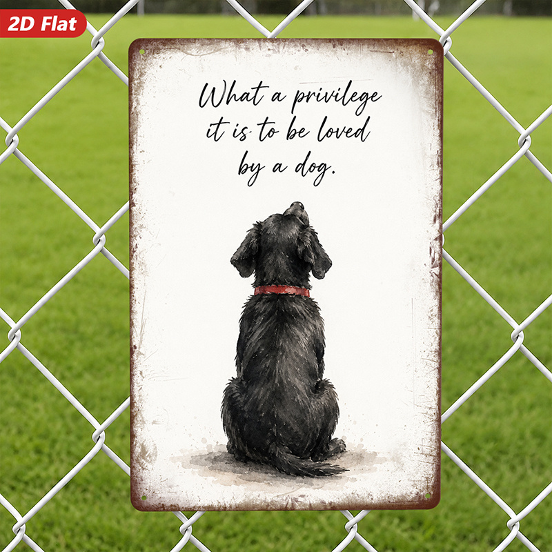 TEMU 2d Flat, 1pc Metal Sign Wall Art, Home Decor, Inspirational Quote "what A Privilege By A Dog", Rustic Style, For Living Room, Bedroom, Safe