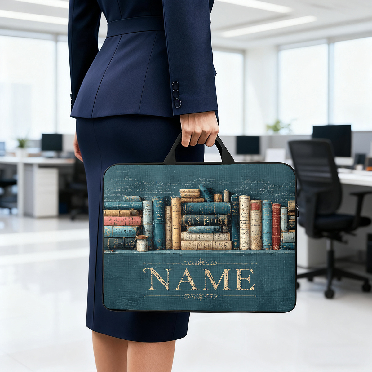Personalized Vintage Books Themed Laptop Case
