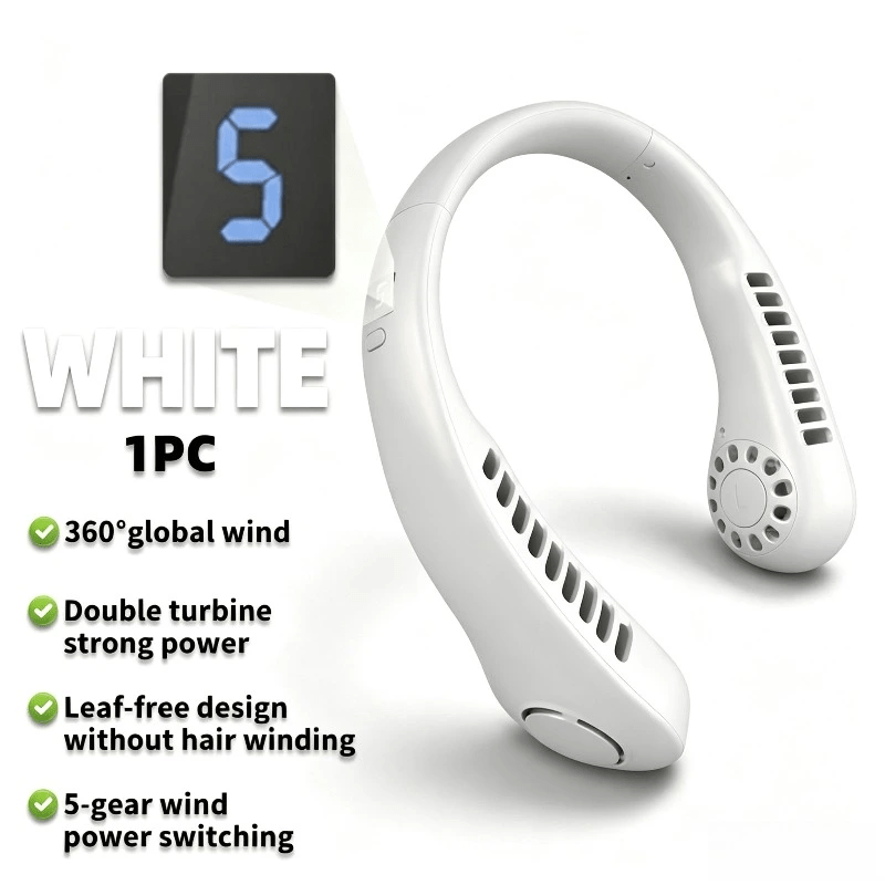 Image of 1pc New Model Neck-mounted Fan, Small-sized Fan, Portable Silent And Portable Leafless Usb Head-mounted Air Conditioner For Office Cooling With Force And Long