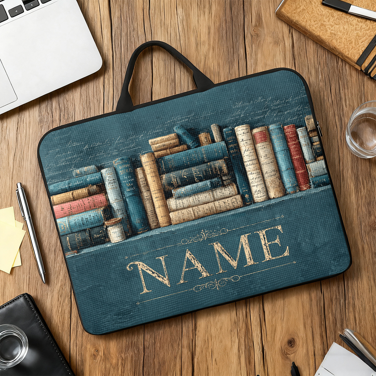 Personalized Vintage Books Themed Laptop Case