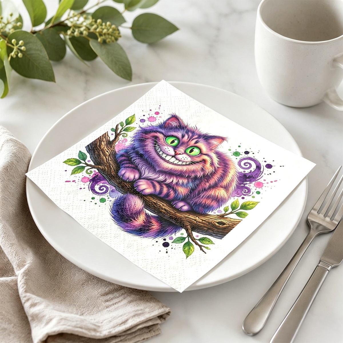 TEMU 20pcs Cheshire Cat Tissue Paper Suitable For Parties, Banquets, Restaurants - In Wonderland Themed Decorations, Cuttable Sheets For Crafts,