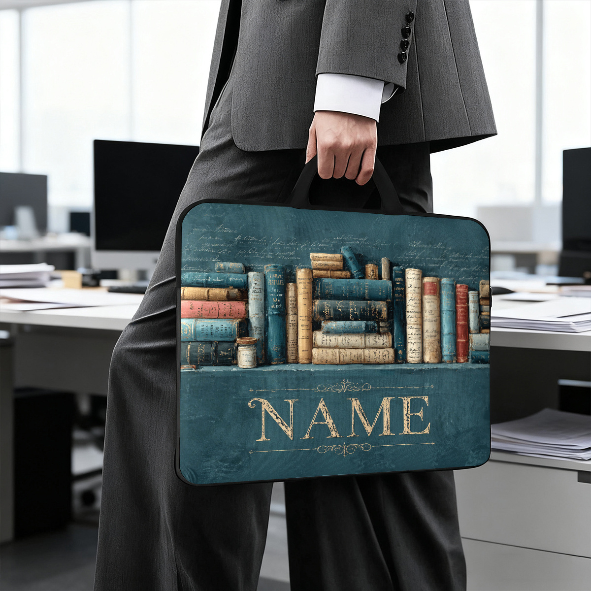 Personalized Vintage Books Themed Laptop Case