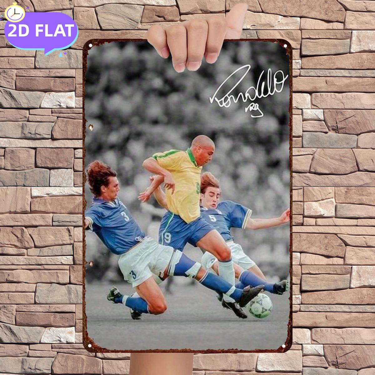 TEMU 2d Flat 1pc, "dynamic : Football Moment", Metal Iron Sign, Size(8"x12"/20cm*30cm)decorative Paintings/room/restaurant/bar/door/garage Decor