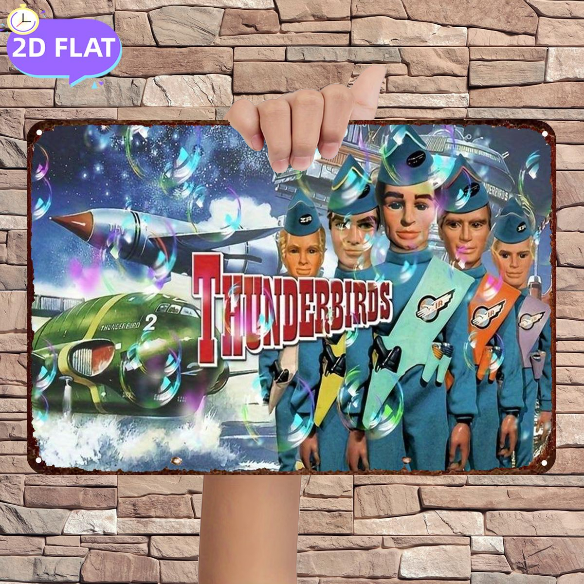 TEMU 2d Flat, 2d Flat 1pc,"thunderbirds: The Classic ",metal Lron Sign,size(8"x12"/20cm*30cm)decoratve Paintings/room/restaurant/bar/door/garage