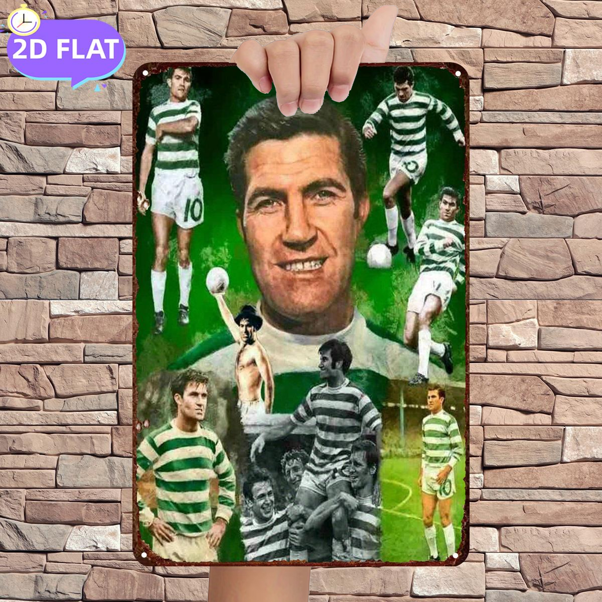 TEMU 2d Flat " Celtic Footballer: To And White Icon", Wooden Plaque, Wall Art/room/dining Room/bar/door/garage Decor