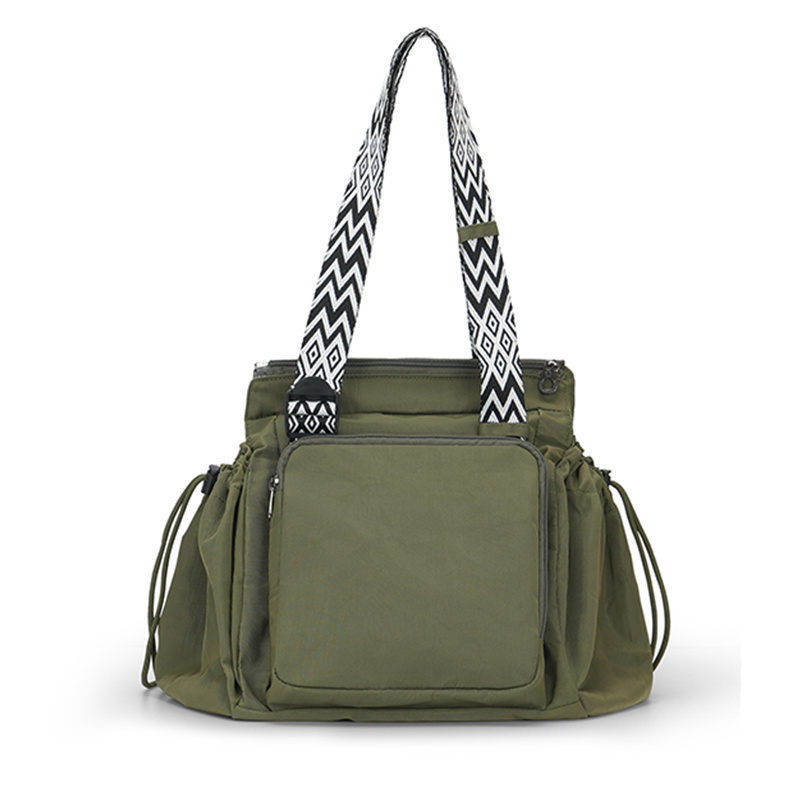TEMU Weidala Women's Large Capacity Multi-pocket Tote Bag With Adjustable Strap & Woven Shoulder Strap - Ethnic Design Zipper Closure Suitable For
