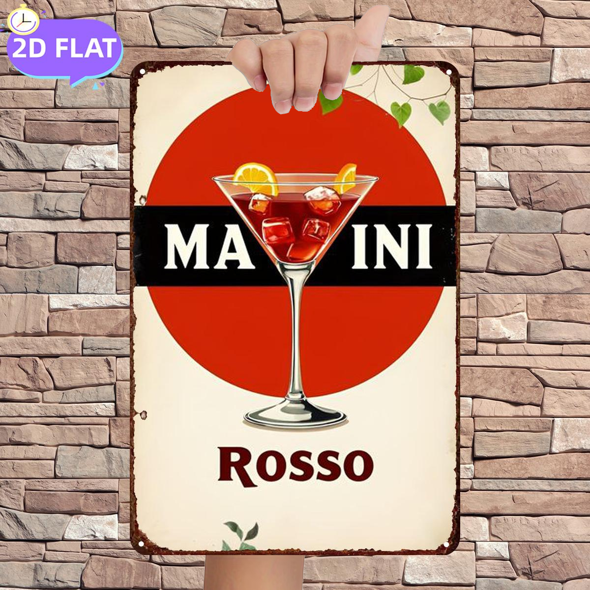 TEMU Insegna piatta 2D 1 pz, "Martini : Un Cocktail ", in metallo e ferro, dimensioni (8"X12"/20Cm*30Cm), dipinti decorativi per //bar/porta/garage