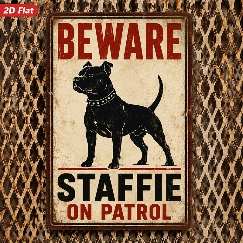 TEMU 2d Flat, 1pc Warning Metal Sign Wall Art, Home Decor, Beware Message, Black Staffordshire Silhouette, Perfect For Bedroom Corner Dining Room,
