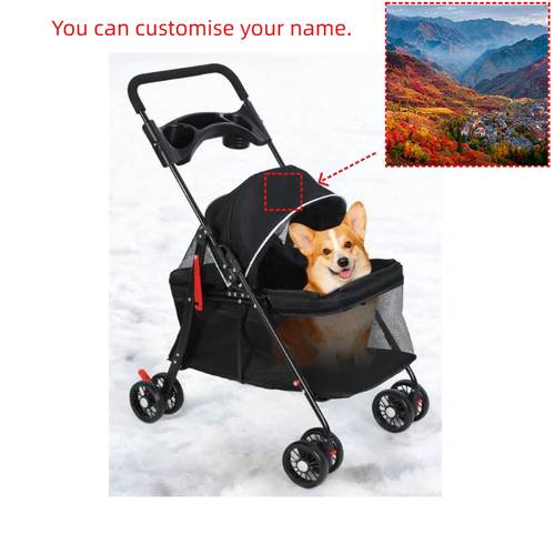 -61 Portable Foldable Ventilation Small Pet Stroller, Dog And Small Animals Park Outdoor Walking Equipment, High Breathable Mesh Surface with Convenient Drink Cup Holder And