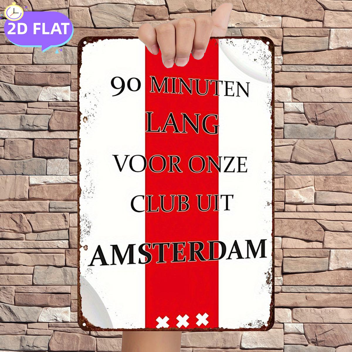 TEMU 2d Flat 1pc, Long For Our Club From Amsterdam, Metal Iron Sign, Size (8"x12"/20cm*30cm) Decorative Paintings/room/restaurant/bar/door/garage