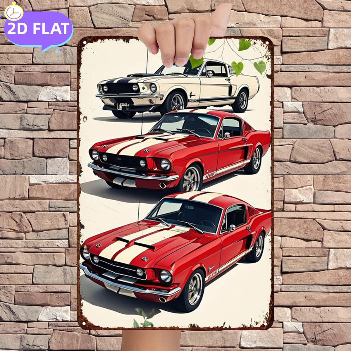 TEMU 2d Flat 1pc, "classic Mustangs: A Trio Of Iconic ", Metal Iron Sign, Size(8"x12"/20cm*30cm)decorative Paintings/room/restaurant/bar/door/garage