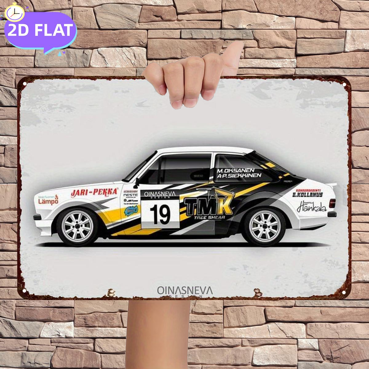 TEMU 2d Flat, 2d Flat Single Panel, "rally Car #19: , Pattern", Wooden Plaque, Decorative Art For Room/restaurant/bar/door/garage Decoration, 2d Flat