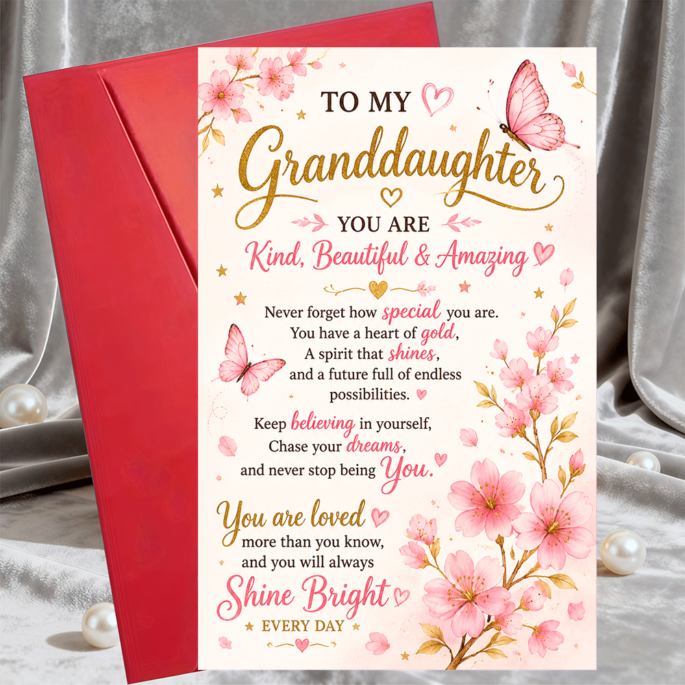 TEMU 1 Greeting Card + 1 Envelopeinspirational Greeting Card For Granddaughter Birthday Or Graduation Gift With Floral Design Encouraging Message For