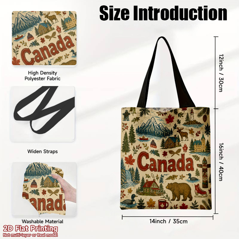 TEMU 1 pièce Sac sur le thème du Canada, adapté pour les voyages, les quotidiens et l'usage - Grand sac à main pliable avec imprimé et nature du