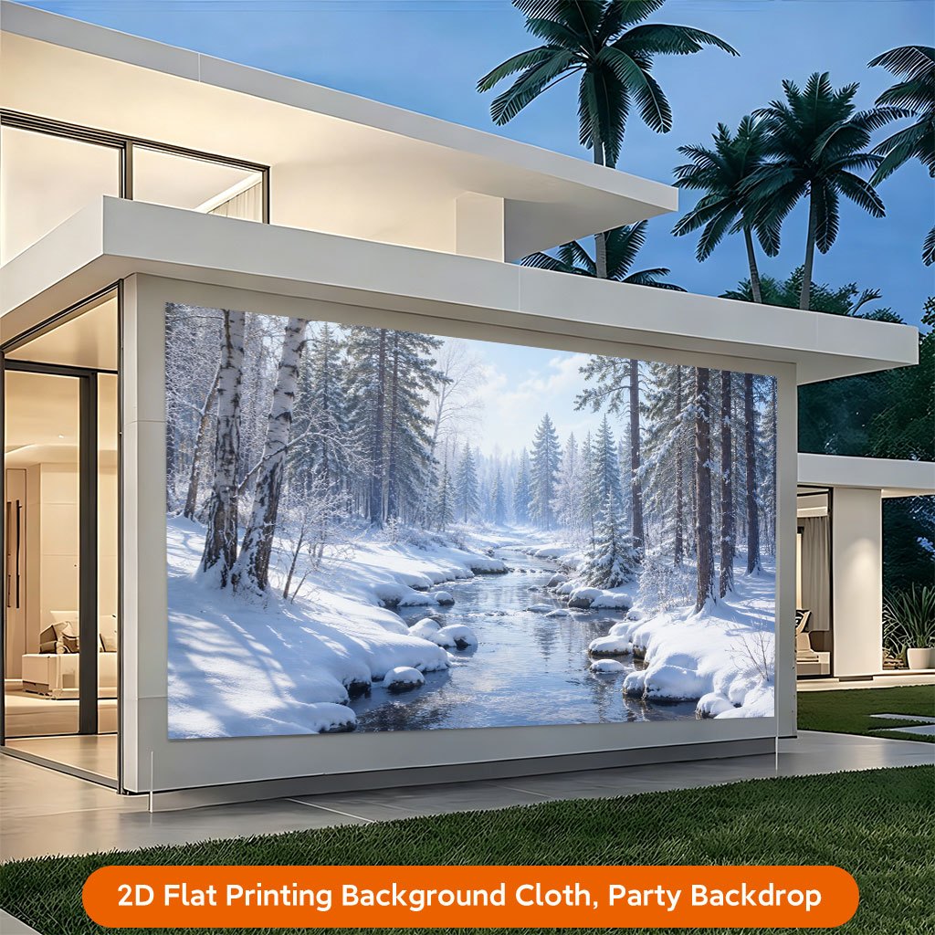 Winter Snowy Forest Backdrop Banner